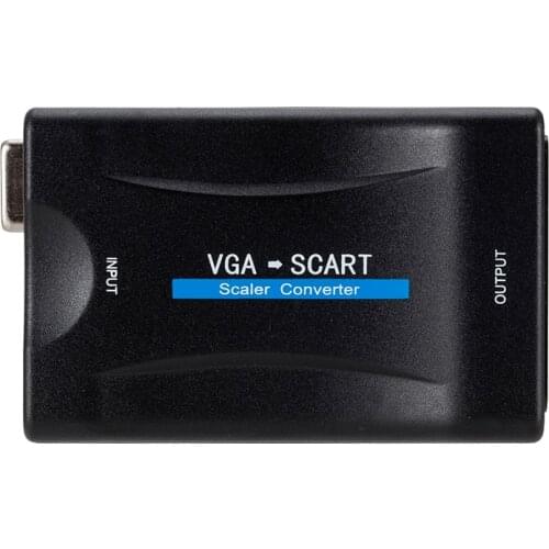 New!!! 1080P VGA to SCART Video Audio Converter Adapter Digital Video Audio TV Signal Conversor With Remote Control Power Cables