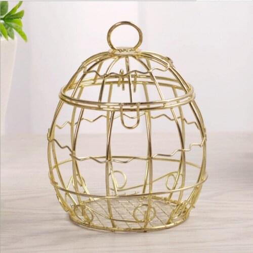 New Arrival Wedding Favor Box Creative Gold Matel Candy Boxes Romantic Wrought Iron Birdcage Favor Holders for Party Decoration