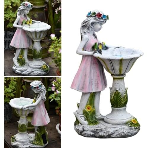 Resin Girls Fairy Figure Sculpture Ornaments Outdoor Garden Statue Solar Figurines Decor LED Light for Yard Lawn Patio Decor