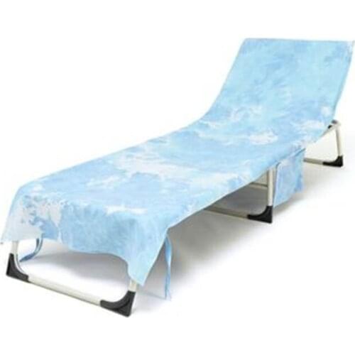 Print Portable Beach Chair Towel Covers With Pocket Outdoor Absorbing Quick Drying Swimming Pool Lounge Chair Sunbathing Mat