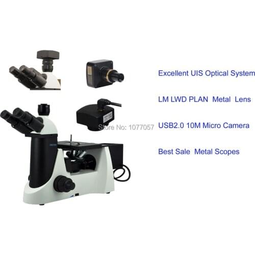 Factory Directsale ,CE 50x-800X Inverted Metallurgical Microscope +10M Pixel Microscope camera for Material Testing
