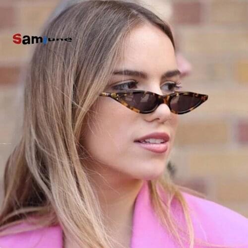 Samjune Small Triangle Cat Eye Sunglasses Women Fashion Vintage Cat Eyeglasses Female Ladies Stylish Sun Glasses UV400 Goggles