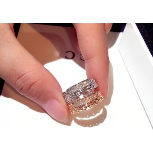 Chic Female Wedding Engagement Ring Brilliant AAA Zircon Rose Gold White Gold Engagement Bridal Rings For Women High Quality