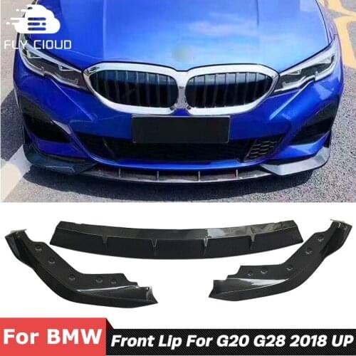 3 PCS Splitters FD Style Carbon Fiber Material Front Shovel Chin Bumper Lip For BMW 3 Series G20 G28 2018 Up