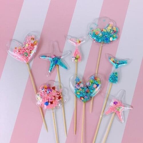 Bling Fairy PVC Cake Topper Unicorn Love Crown Cloud Shiny Flamingo Cupcake Topper for Wedding Birthday Party Cake Decorations