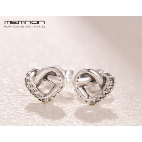 925 sterling silver Knotted Hearts Stud Earrings for women 925 sterling silver earing brincos earings fashion jewelry brinco