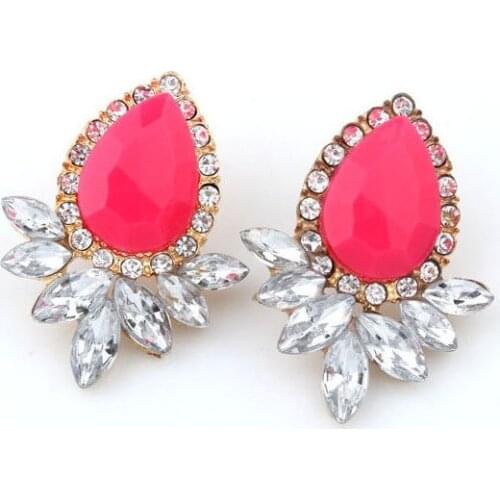 Ahmed Jewelry 5colors Wholesale Cheap New Brand Resin Crystal Stud Earrings Cute Rhinestone Statement Earring For Woman 2015