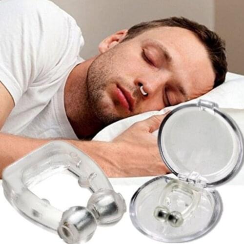 2/4 Pc Magnetic Anti Snoring Device Silicone Anti Snore Stopper Nose Clip Tray Sleeping Aid Apnea Guard Night Device With Case