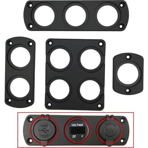 DIY Car USB Panel Charger Switch Voltmeter Power Outlet Socket Cigarette Lighter Mounting Bracket Holder 1/2/3/4 Hole Boat Truck