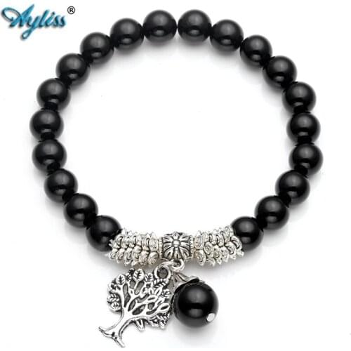 Ayliss Natural Healing Reiki Stone Bracelet Stretch Gem Stones 8mm Beads Bracelets with Tree of Life Pendant Bracelet Jewelry