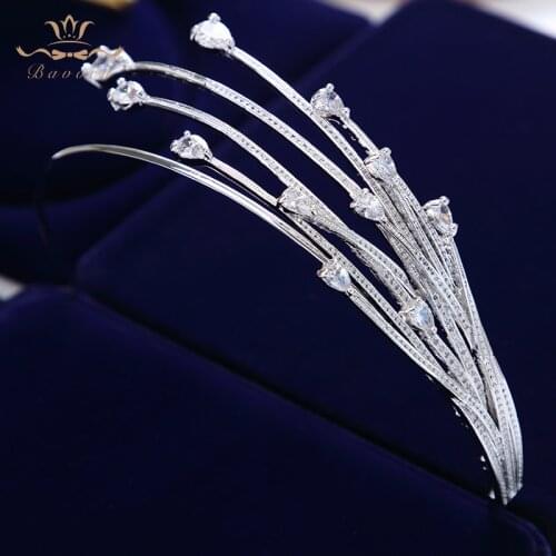 High-end Shinny Irregular Zircon Crystal Brides Tiara Crowns Sliver Bridal Hair bands Headpieces Wedding Hair Accessories