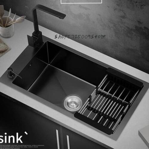 Black Nano Stainless Steel Sink Single Bowl Kitchen Sink Large Sink 71x38x75x40x78x43