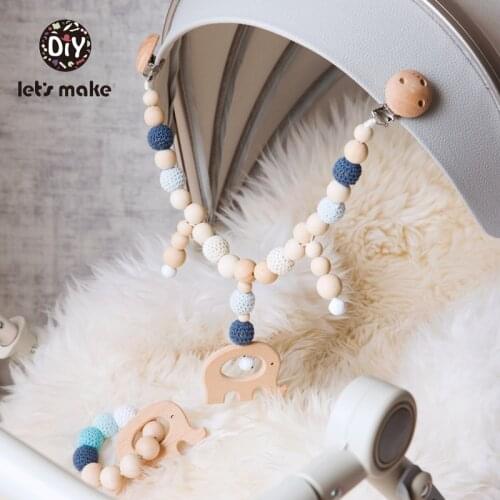 Baby Toys Play Gym Cartoon Animals Teething Beech Wood Nursing Stroller Toy Bell Ringing Bracelets Teethers Rattle Lets Make