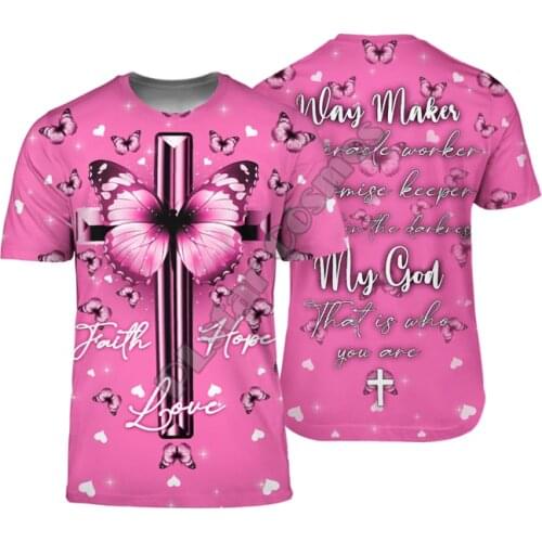 Jesus Pink Butterfly 3D Printed t-shirt Harajuku Streetwear T shirts Funny Animal Men For Women Short Sleeve Drop Shipping