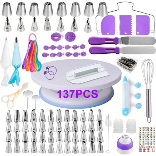 Cake Decorating Tools Cakes Turntable Kit Plastic Rotary Baking Stand Piping Nozzle Piping Bag Set Cake Accessories Cakes Tools