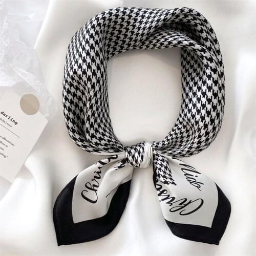 Luna&Dolphin Small Square Scarf 53x53CM 100% Nature Silk Geometry Color Match Soft Bandanas Spring Headbands Bag Ribbon Kerchief