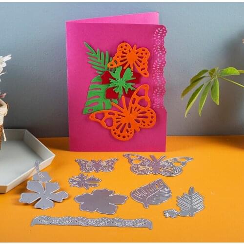 Metal Cutting Dies Flower leaf Lace Strip Border Butterfly Dies Stencils for Scrapbooking dies Album Paper Craft dies Templates