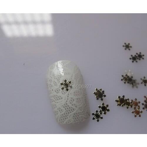 MS45-2 100pcs Gold Cute Snowflake Deco Nail Art Metal Sticker Nail Art Decoration Non-adhesive Sticker