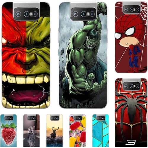 Soft Case For ASUS Zenfone 8 Flip ZS672KS 6.67" Phone Cover Cartoon Fundas Super Hero Coque Bumber Cat Shell