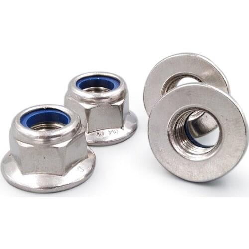 Stainless Steel Nylon Lock nut with flange GB6183 Nylon Self Lock nut Locking nut M3 M4 M5 M6 M8 M10 M12