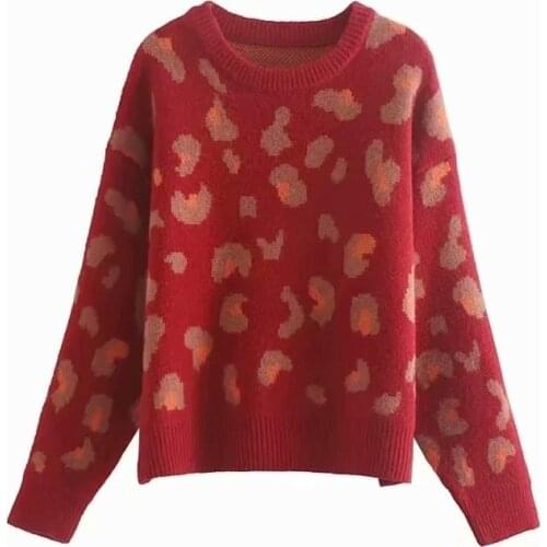 2021 New winter sweater thicker warm knitted tops womens leopard pullovers Korean fashion women jersey