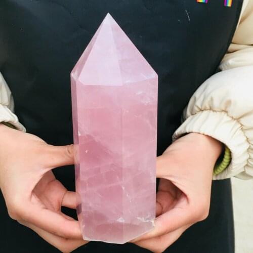 New!!! Natural Pink Rose Quartz Crystal Obelisk Wand Point Healing
