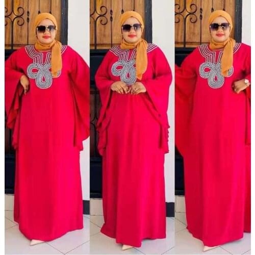 New African Fashion Womens Abaya Stylish Cotton Fabrics Dribbling Embroidered Loose Long Dress Free Size Dashiki