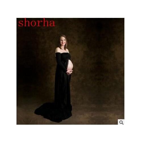 New Maternity Dresses Photography Props black Pregnancy Cotton Dresses Off Shoulders Sexy Pregnant Photography Props Clothes