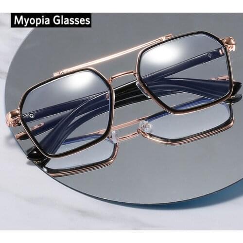 Women Men Classic Myopia Glasses Parallel Bar Prescription Eyeglasses Anti Blue Light Eyewear -1.0 -1.5 -2.0 -2.5 -3.0 -3.5