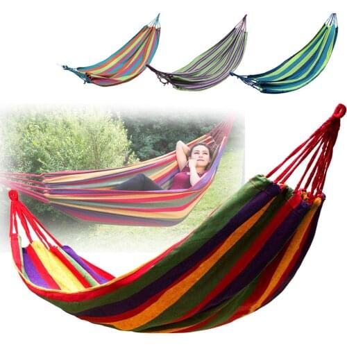 Outdoor Garden Back Yard Travel Camping Beach Stripe Hammock Hang Bed
