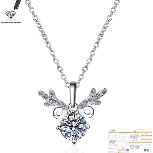 Excellent Cut Pass Diamond Test 1-2 ct D Color Good Clarity VVS1 Moissanite 925 Silver Pendant Necklace for Women Gift