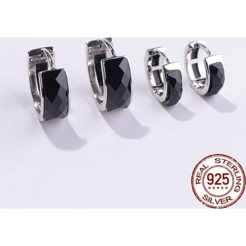 Real 100% 925 Sterling silver vintage craft woman earrings fashion faceted agate large version earrings for woman 925 Jewelry