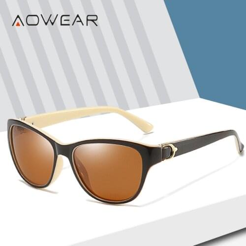 AOWEAR 2020 Vintage Sunglasses Women Polarized Retro Sun Glasses Ladies Fashion Brand Designer Shades Eyewear with Case Oculos