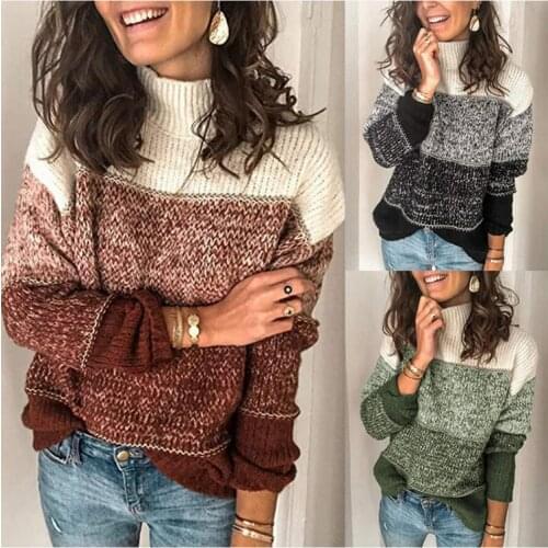 2020 Autumn Winter Thick Sweater Women Knitted Ribbed Pullover Sweater Long Sleeve Turtleneck Loose Jumper Soft Warm Pull Femme