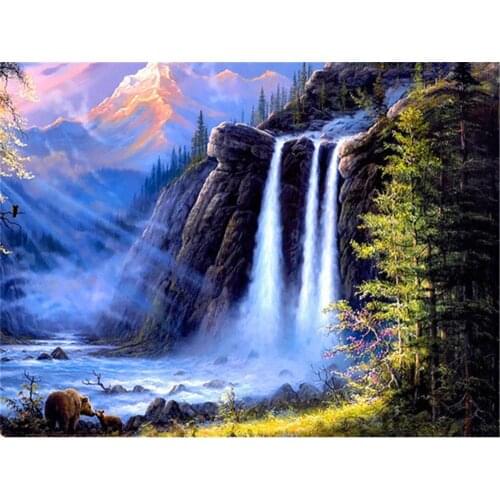 Waterfall Landscape Printed Fabric 11CT Cross-Stitch Embroidery Complete Kit DMC Threads Knitting Handicraft Wholesale