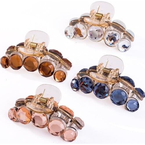 Top Gripper Crystal Rhinestone Pearl Hair Claws Hair Pins Hair Clips Women Crystal Hair Crab Plastic Hair Clamps Resin Barrette