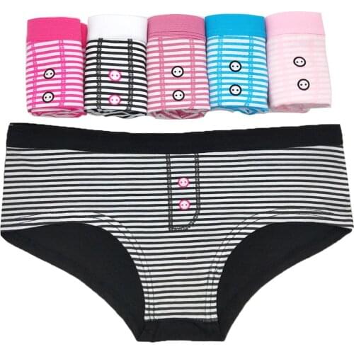 6 Pieces/Lot Panties for Woman Cute Striped Style Ladies Panty Briefs Cotton Comfortable Lingerie Female Underpants Multi-Colors