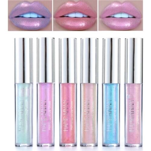 6 Colors Plump Lips Makeup Waterproof Long Lasting Holographic Lip Gloss Mermaid Lip Tint Creamy Matte Liquid Lipstick rouge