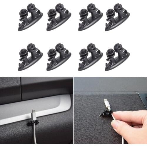 8pcs Self Adhesive Car Wire Clips Multifunction Cord Management USB Earphone Cable Clamp Winder Holder Organizer for VW PASSAT