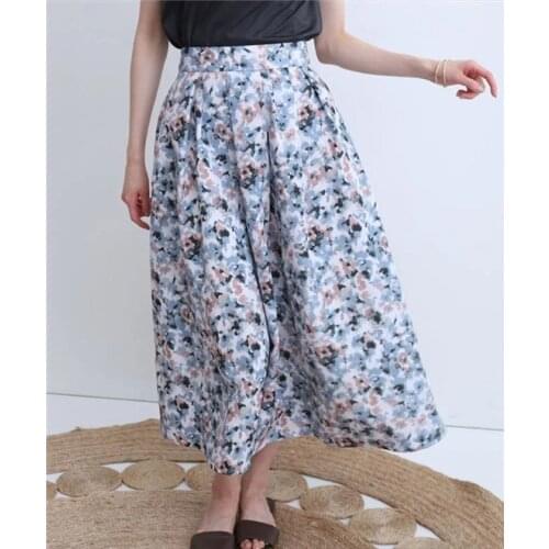 Women Stylish High-waisted floral printed long skirt