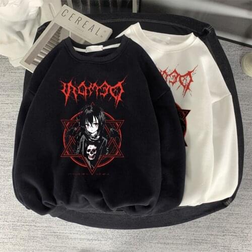 Y2k harajuku hoodie Aesthetic Gothic Punk cartoon Long sleeve Sleeve O-Neck Tops Women loose oversize street c