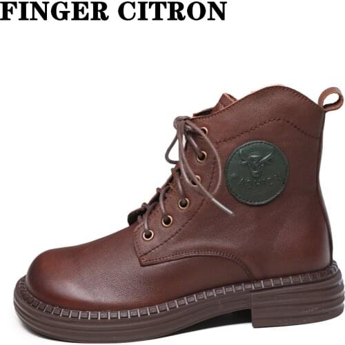 Finger Citron Women Chelsea Anckle Boots Genuine Cow Leather For Spring Autumn And Winter Rubber Outsole By Handmade Size 35-40