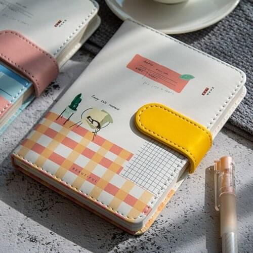 Notebook Journal PU Leather Cover Magnetic Buckle Notepad Sketchbook Pocket Planner Budget Book Kawaii Diary Office Accessories