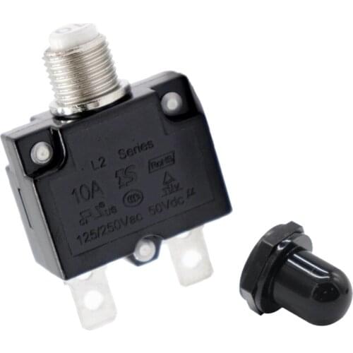 10A Circuit Breaker Overload Protector Switch Fuse Resettable with Black