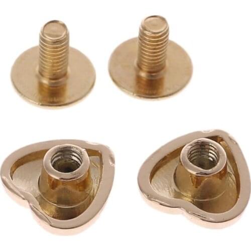 10Pcs Heart Shape Accessories Handbag Shoulder Bags Bottom Studs Rivets Screw