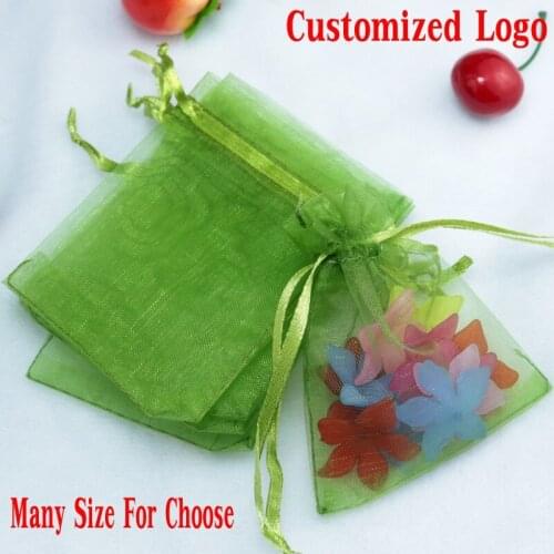 100pcs jewelry display Army green organza bags 11*16cm packaging gift bags for jewelry storage Christmas Wedding Decoration