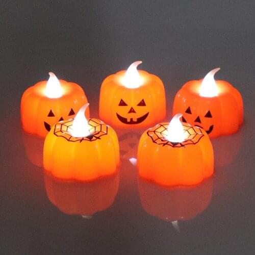 12pcs Creative Jack-o-lantern Candle Halloween Candles Fear 2 Styles Vivid LED Candle Light Home Electronic Component Halloween