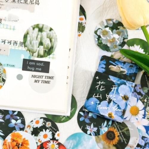 46pcs per box Retro Round Flower Label Sealing Sticker DIY Stationery Sticker Notebook Handbook Cute Student Children