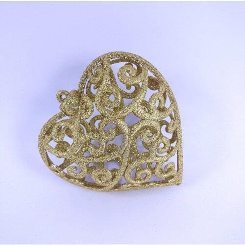 5pcs 3D Glitter Love Heart Pendant Christmas Tree Ornaments Hollow Heart Glitter Shinning Window Decoration Party Gift New