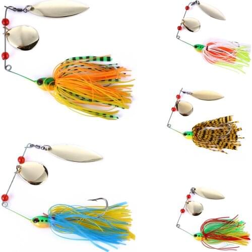 5pcs Fishing Artificial Baits Hooks Lures Willow Leaves Sequin Lures Silicone Skirt Swim Jigs Baits For Outdoor Entertainment